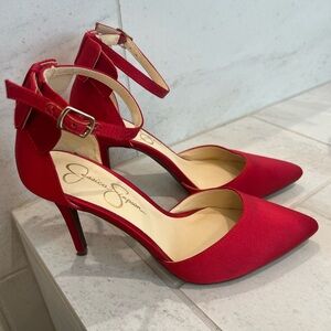 Jessica Simpson Vibrant Red Pointed Heels
